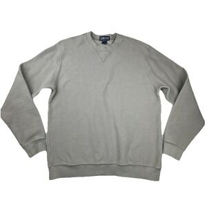 Lands End Mens Crewneck‎ Sweatshirt S Gray Cotton Textured Knit Preppy Pullover